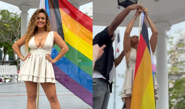 Liza Hernández izó la bandera del orgullo en Casco Antiguo 