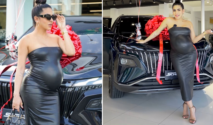 Jacky Guzmán pifea su nuevo carro, pero la gente se centra en su sexy barriguita 
