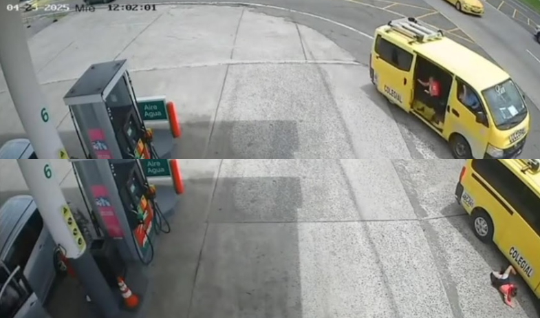 Niña de seis años cae de un bus colegial en marcha y su pie queda atrapado en la puerta 