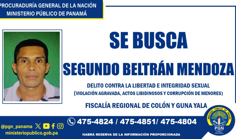 Fiscalía de Colón solicita colaboración ciudadana para ubicar a presunto agresor sexual 