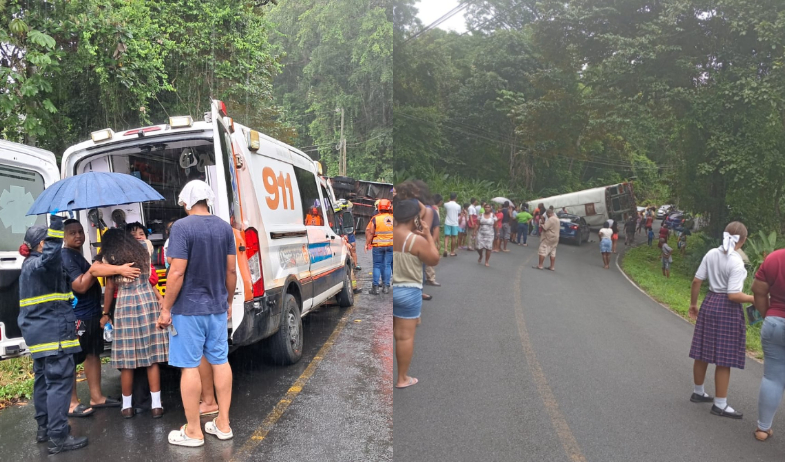 Emergencia en Colón: bus se vuelva y deja decenas de heridos  