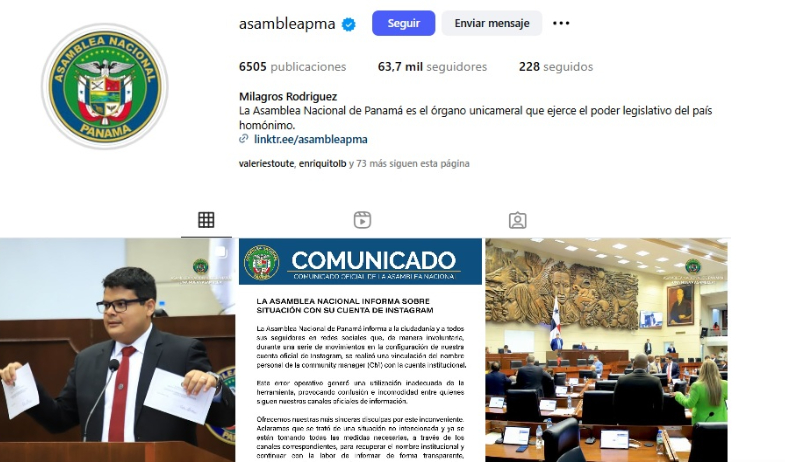 Asamblea Nacional aclara incidente con su cuenta oficial de Instagram 
