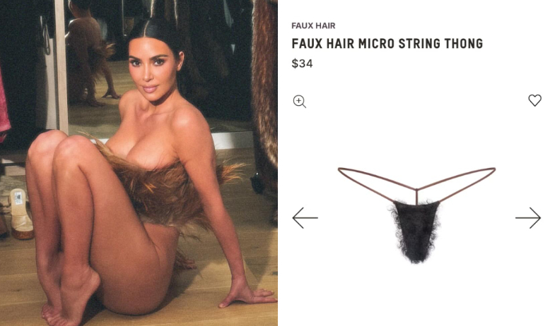 ¡'Guat'! Kim Kardashian lanzó tangas con simulación de vellos púbicos y las vendió todas 