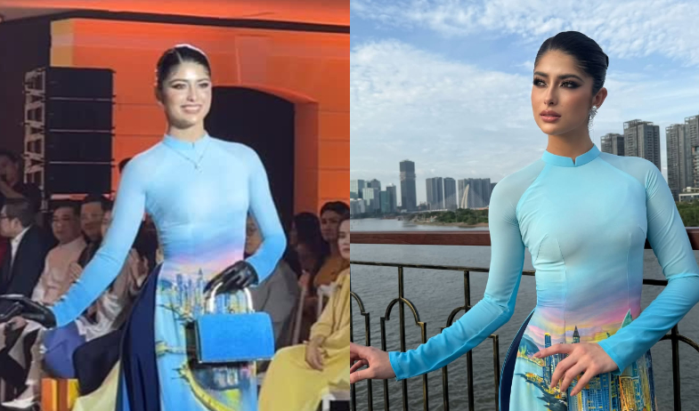 ¡Con resfriado y todo! Italy Mora hizo una impecable pasarela en Miss Cosmo 2025 