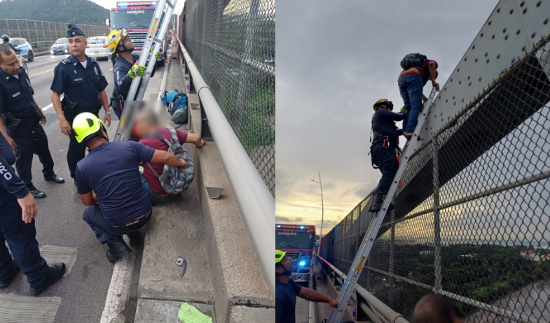 Rescatan a una persona que intentó lanzar del puente de Las Américas  