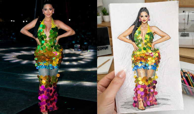 Michelle Gregoire revela el proceso artesanal detrás del vestido de Jacky Guzmán que robó miradas en el Festival Carnavalístico 