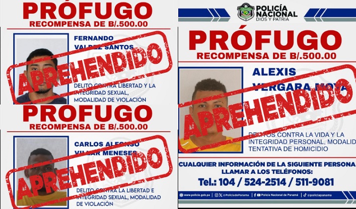 Recapturan a tres reclusos fugados de La Joyita en Pacora 