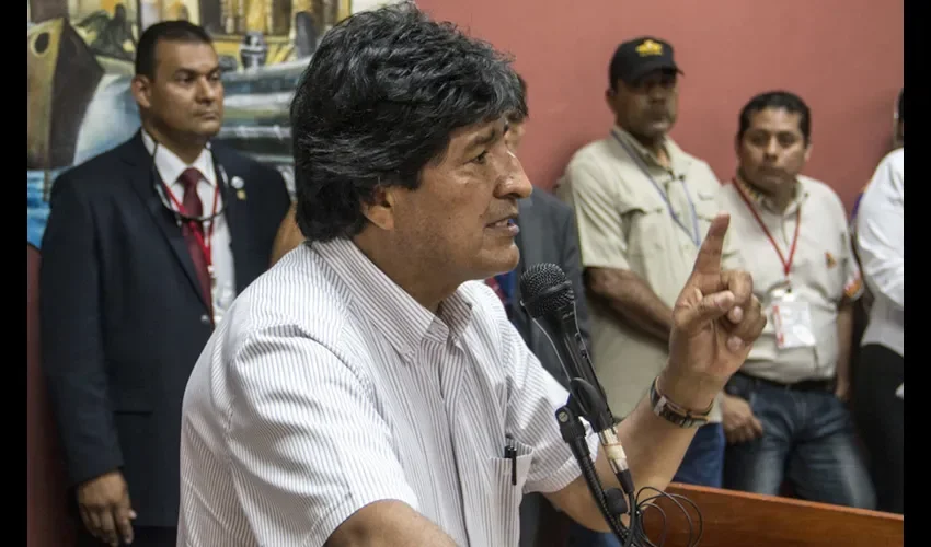 El presidente Evo Morales en la Universidad de Panamá.