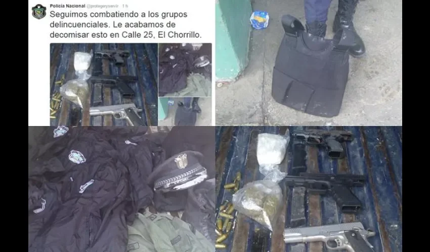 Armas y uniforme de la policía 