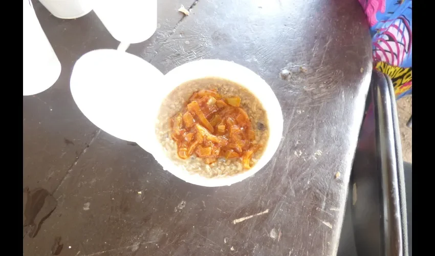 Muestra  de un guacho de marisco en la feria. 