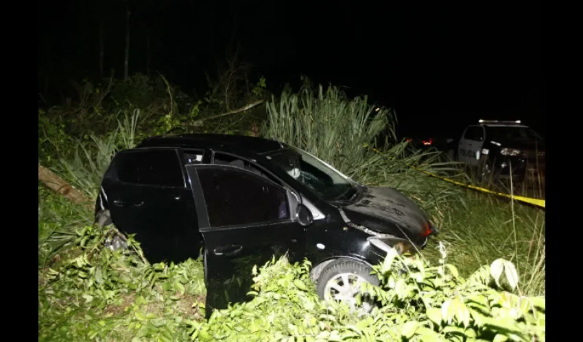  Del fuerte impacto el carro quedó entre unos matorrales a orilla de la carretera. 