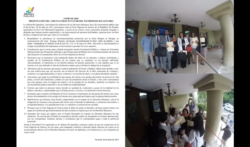 Alizana Pro Igualdad en la Corte Suprema de Justicia 
