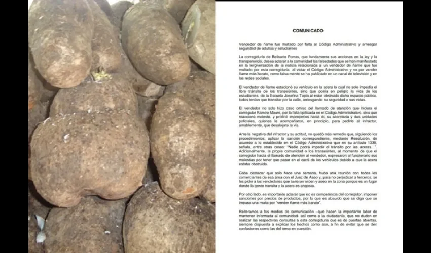 Multan a vendedor de ñame 