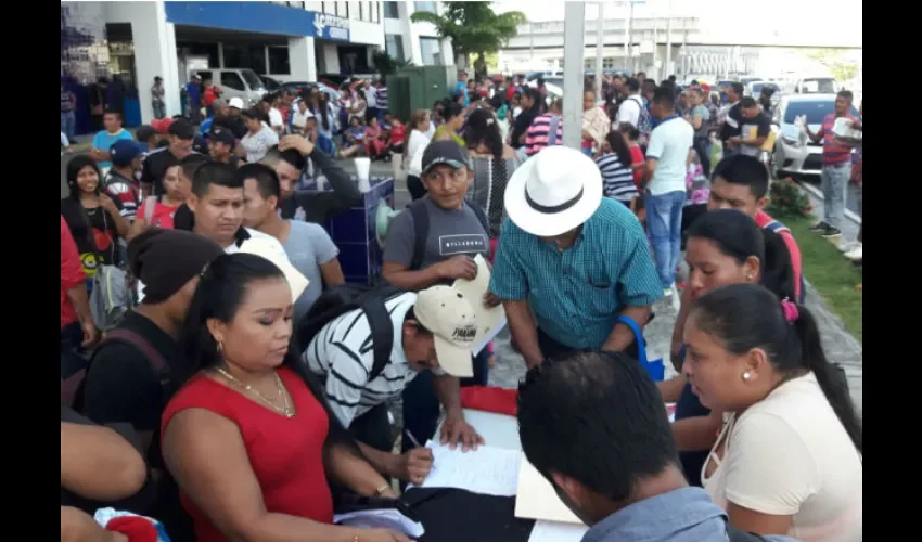 Hace unos días cuando se agruparon para entregar la documentación de los terrenos privados o estatales que están ocupando. Fotos: Roberto Barrios, Jean Carlos Díaz