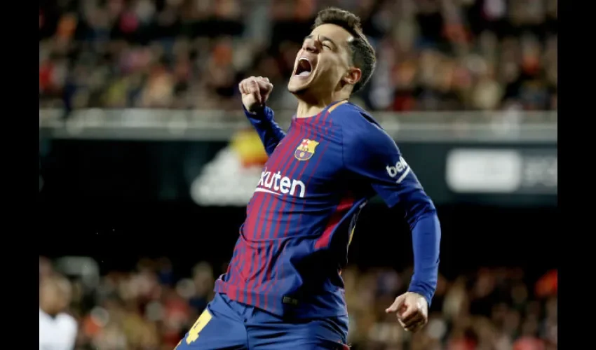 Coutinho marcó su primer gol con el Barcelona. Foto: EFE