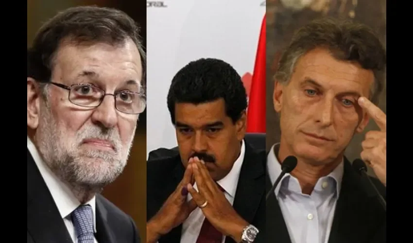 Mariano Rajoy, Mauricio Macri y Nicolás Maduro.