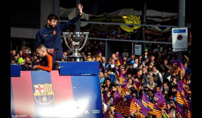 Los jugadores del Barcelona celebraron por todo lo alto./EFE
