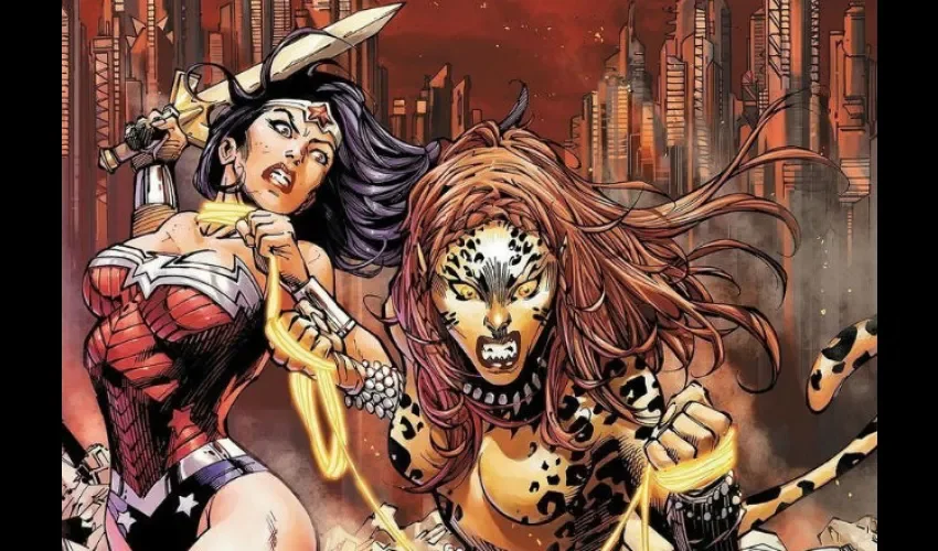 Foto ilustrativa de la Mujer Maravilla enfrentándose a Cheetah. 