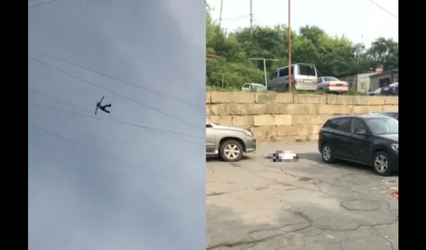 Foto ilustrativa del video que capta el momento en el que el hombre cae. 