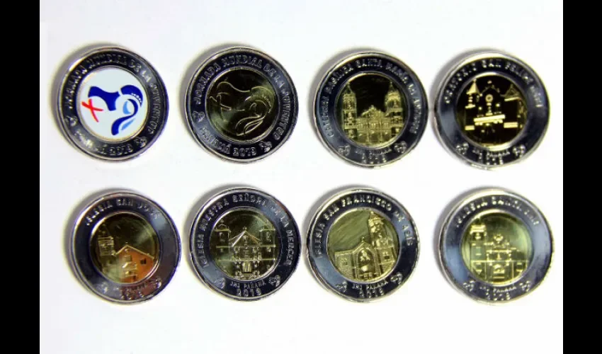 Monedas alusivas a la JMF. Foto: Cortesía