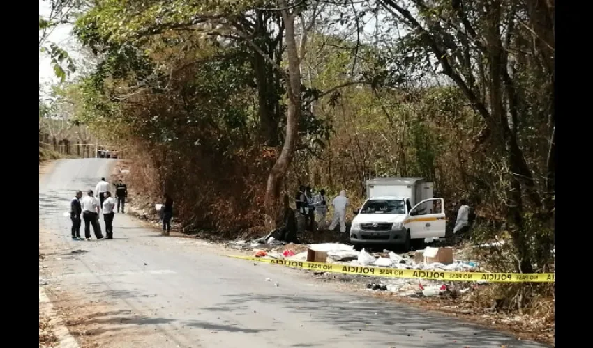 Sitio en donde fue encontrado el cuerpo del taxista Jorge Castillero en la vía hacia Playa Chiquita en La Chorrera. 