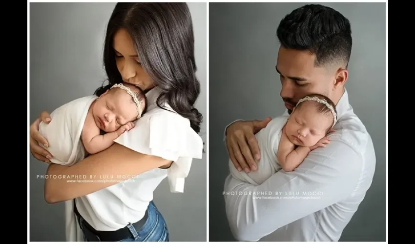 Ana Lorena Cortés y Rommelito Gutiérrez junto a su pequeña Mía.