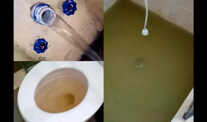 El video muestra cómo su casa está llena de aguas servidas.