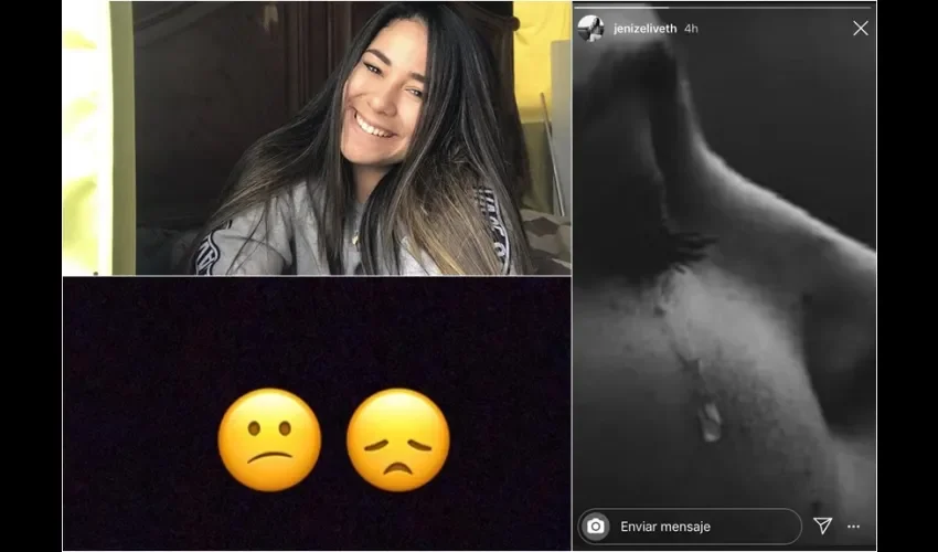 Las historias de Instagram de Jenizel demuestran la tristeza que siente en estos momentos.