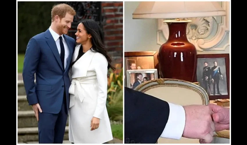 Cuando la foto de Meghan y Harry estaba en la mesa.