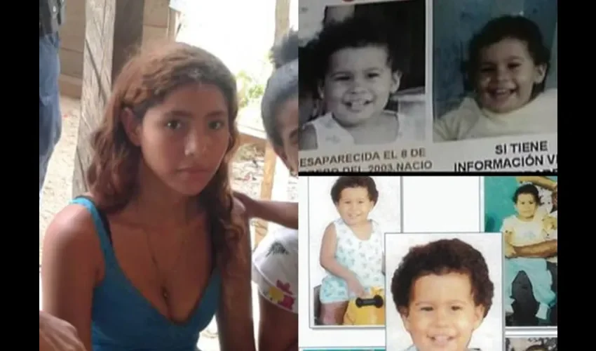 Foto ilustrativa de la joven Grifina junto a fotos de la desaparecida Mónica Serrano. 