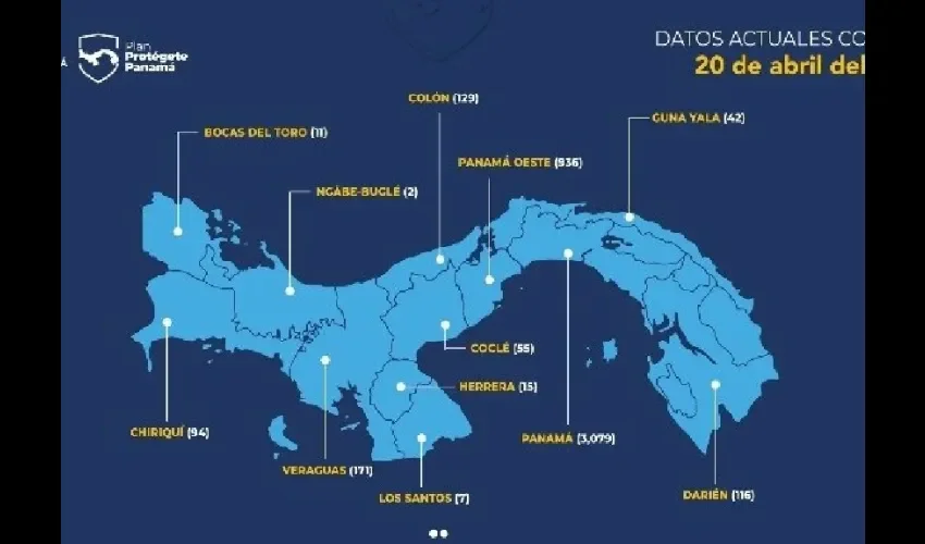 Foto ilustrativa del mapa de Panamá y los casos. 