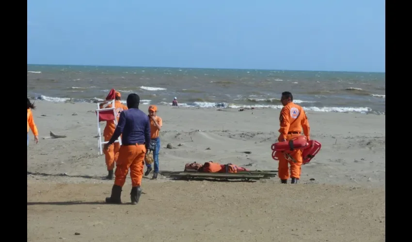 Personal de Sinaproc durante los monitoreos en las playas. 