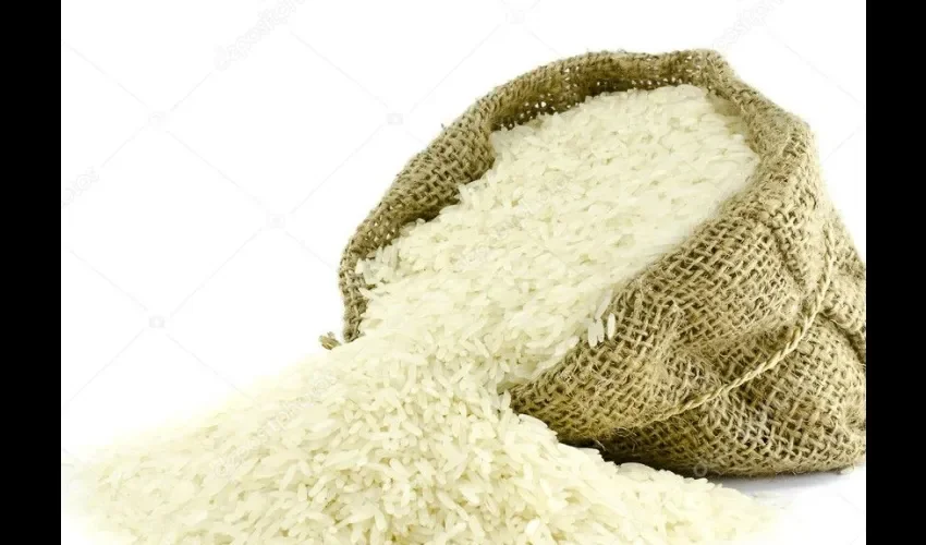 Vista de una bolsa de arroz. 