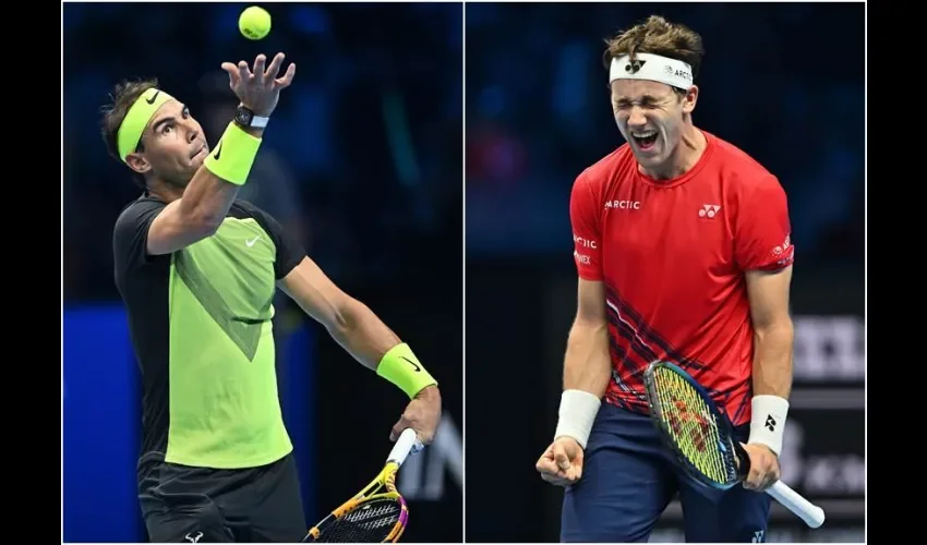 Rafael Nadal y Casper Ruud. Fotos: EFE. 