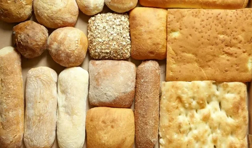 Vista de alimentos con gluten. 