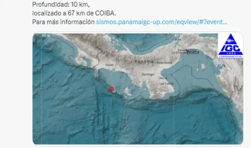 Vista del sismo registrado en Panamá 