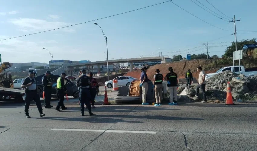 Vista del accidente de tránsito.