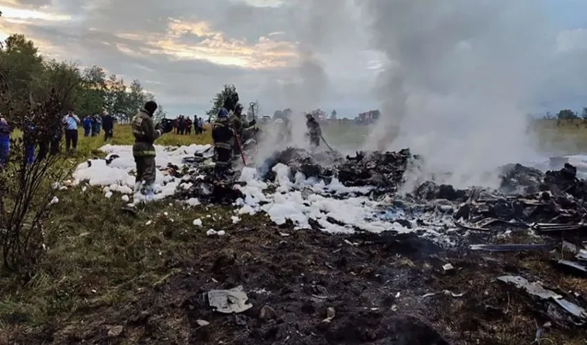 Imagen del lugar en el que se ha estrellado el avión de Yevgeny Prigozhin. EFE/EPA/Russian Investigate Commitee
