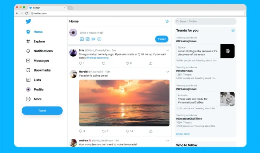 Captura de pantalla cedida por Twitter que muestra el inicio en un computador que llevaba por emblema la imagen de un pajarito azul. / EFE/ Twitter