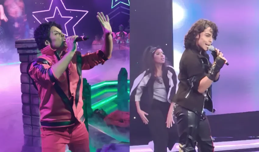 Gabriela Villanueva imitando a Michael Jackson.