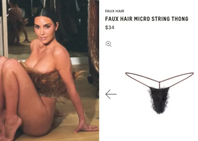  ¡'Guat'! Kim Kardashian lanzó tangas con simulación de vellos púbicos y las vendió todas 
