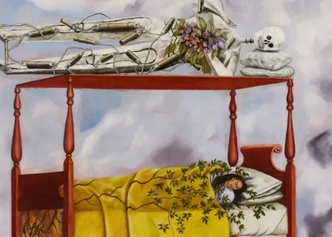  Fotografía cedida por Sotheby's del autorretrato surrealista 'El Sueño (La cama)' de la pintora mexicana Frida Kahlo. EFE/Sotheby's 